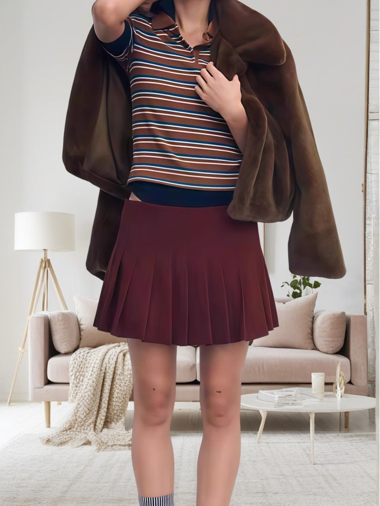 Damen Faltenrock mit hohem Bund und sportlichem Design R&B
