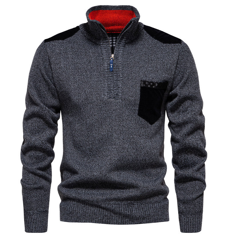 Herren Pullover mit halbhohem Kragen und modischen Akzenten R&B
