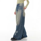 Damen Weite Jeans mit dekorativen Schleifendetails
