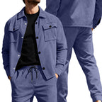 Herren nan Shirtjacke mit Pattentaschen und gerade geschnittene Chinohose R&B