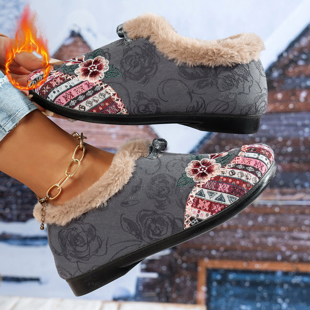 Damen Hausschuhe mit weichem Futter und modischem Flower-Design R&B