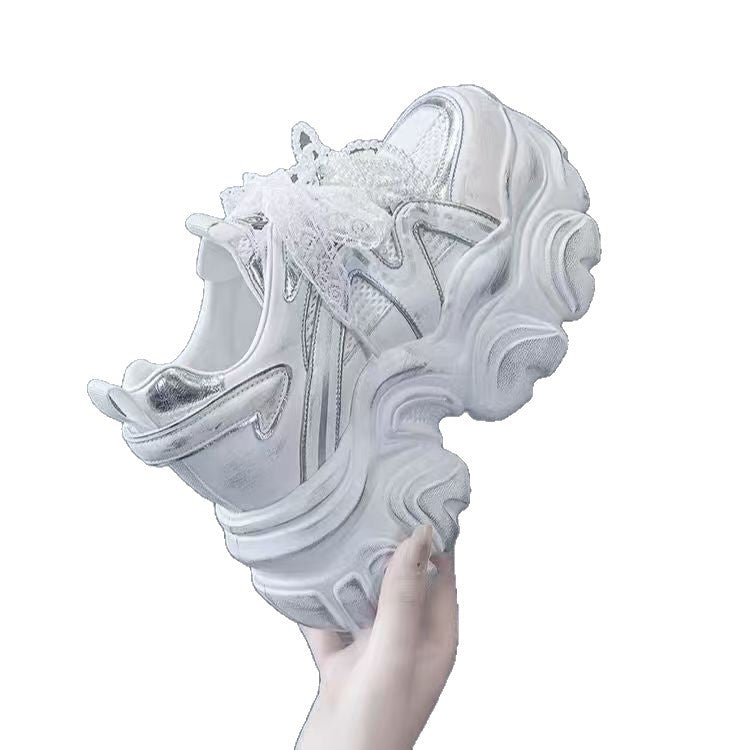 Damen modische Sneakers mit dekorativen Perlen und luftiger Mesh-Oberfläche R&B