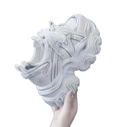 Damen modische Sneakers mit dekorativen Perlen und luftiger Mesh-Oberfläche R&B