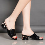 Damen Elegante Mules mit glänzendem Absatz