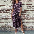 Damen Maxi-Kleid mit modernem Camouflage-Design und praktischen Taschen R&B