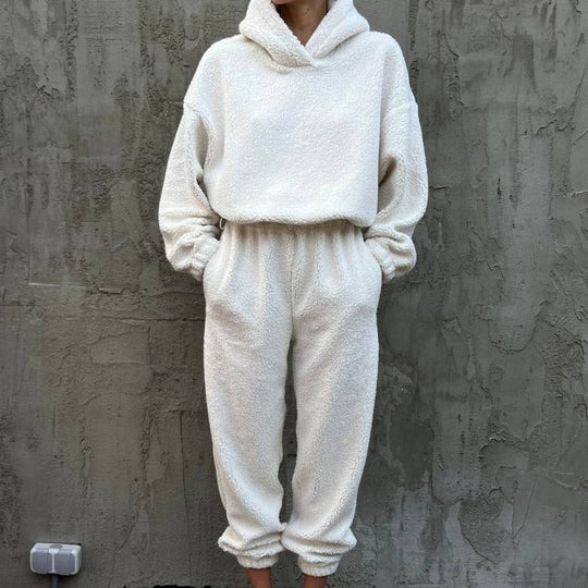 R&B | Loungewear Set Fleece Hoodie und Hose Hohe Taille Lockere Passform
