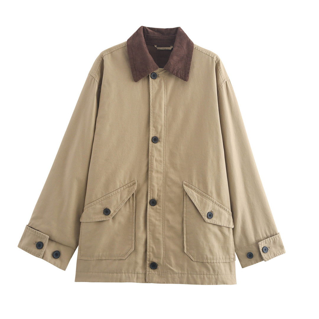 Damen Utility-Jacke mit weitem Schnitt und klassischem Kragen R&B