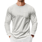 Herren Langarm-Henley-Shirt mit praktischer Brusttasche R&B