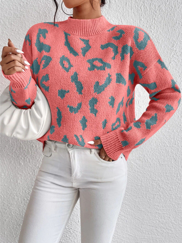 Damen modischer Pullover mit auffälligem Tiermuster und bequemer Passform R&B