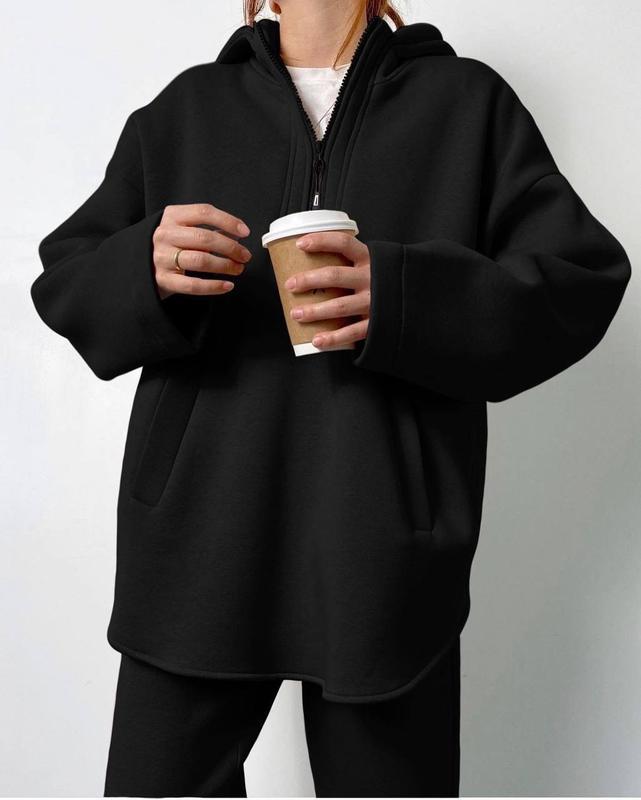 Damen lässiger Hoodie mit hochwertigem Reißverschluss und elastichem Bund R&B