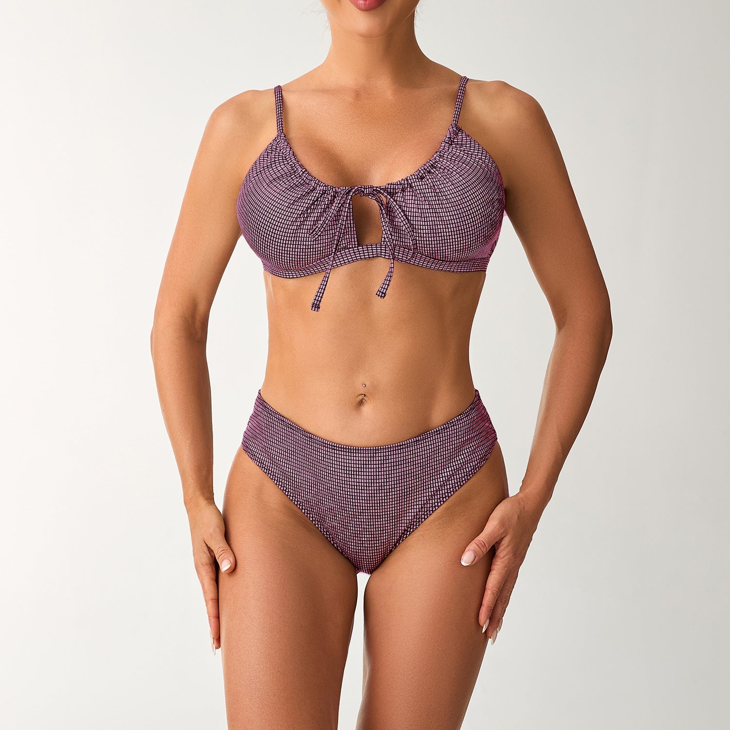 Damen Hochgeschnittener Bikini mit verspieltem Schlüssel-Ausschnitt R&B