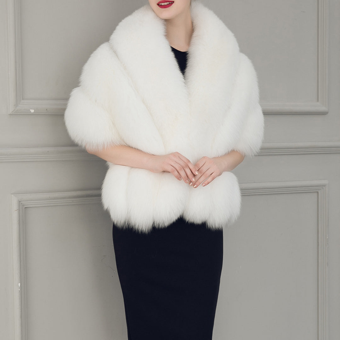 Damen luxuriöser Eleganter Kunstpelz-Cape R&B