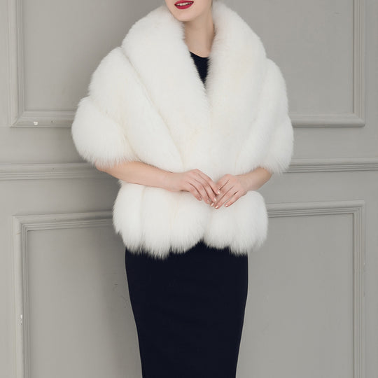 Damen luxuriöser Eleganter Kunstpelz-Cape R&B