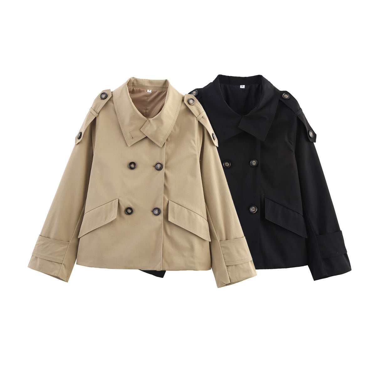 Damen modische Übergangsjacke mit doppelter Knopfleiste und praktischen Taschen R&B