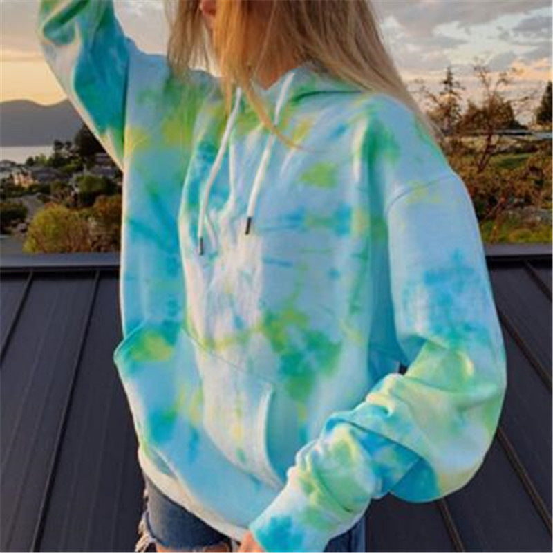 Damen lässiger Kapuzenpullover mit einzigartigem Batikdesign R&B