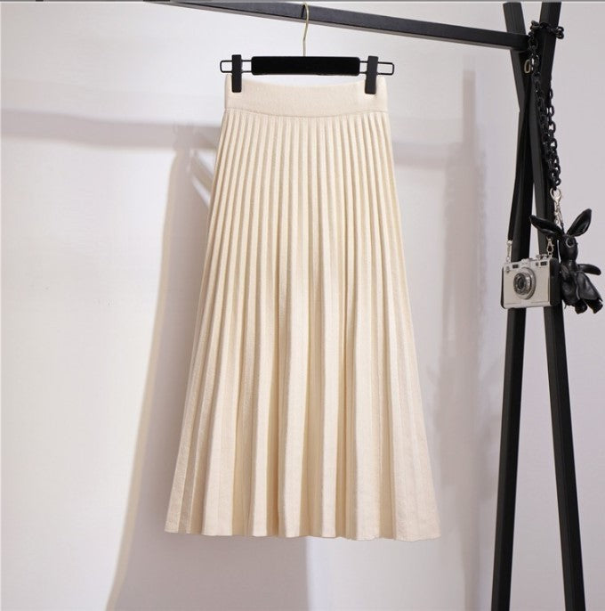 Damen Plissierter Maxi-Rock aus hochwertigem Strickstoff R&B