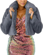 Damen Luxuriöse Kunstpelzjacke im eleganten Cropped-Design