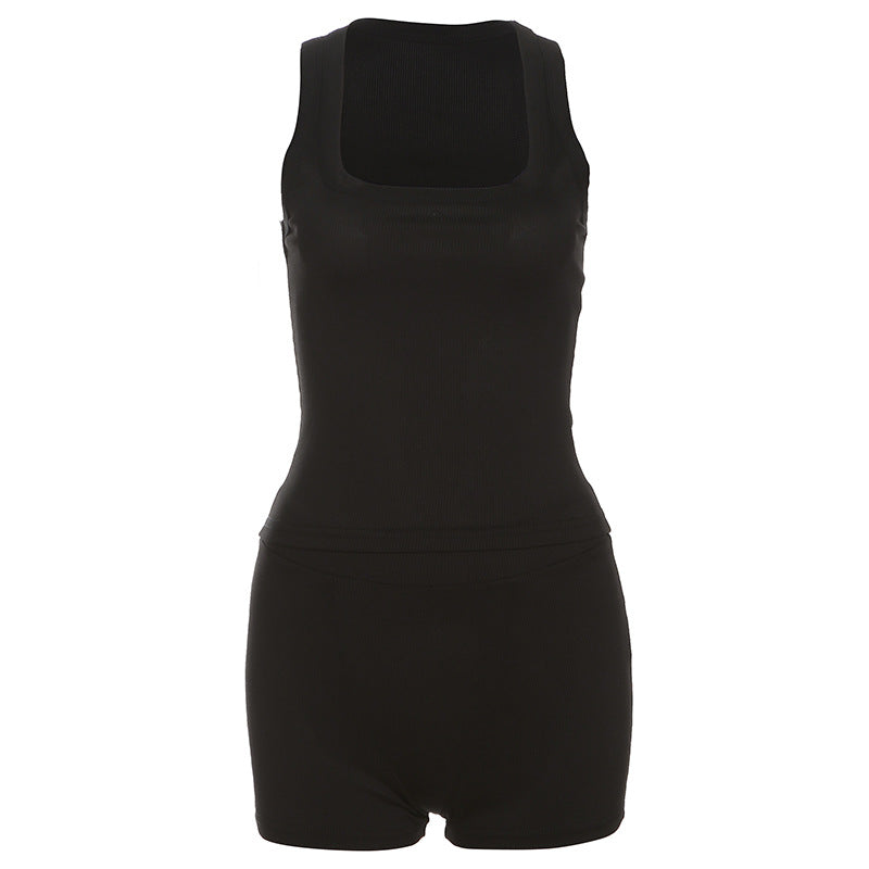 Damen Sportliches Loungewear-Set mit ärmellosem Oberteil und Shorts R&B