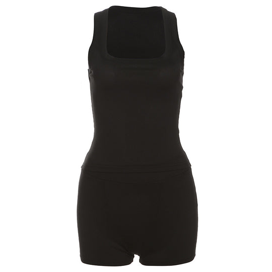 Damen Sportliches Loungewear-Set mit ärmellosem Oberteil und Shorts R&B