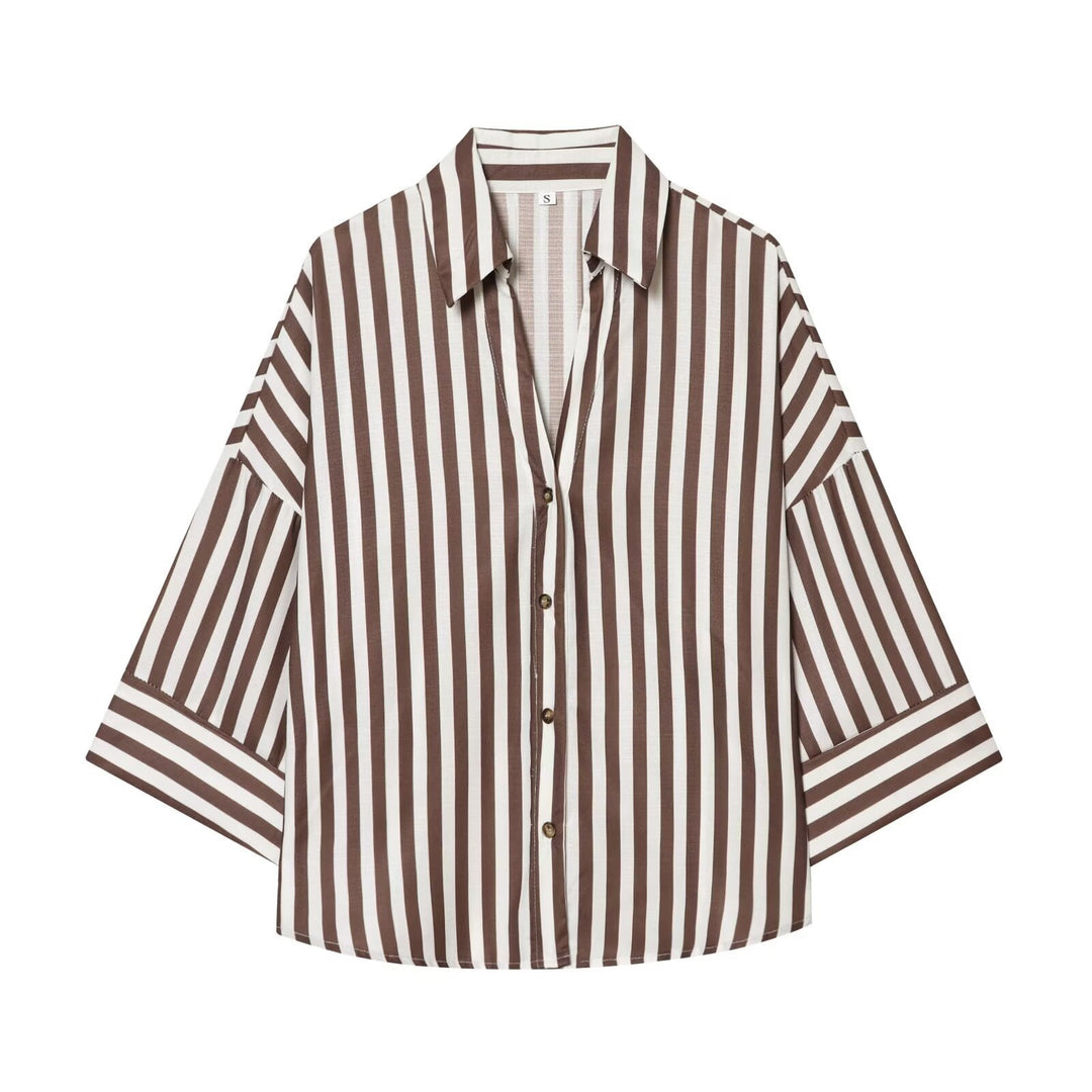 Damen Hemdblusenshirt mit lässigem Schnitt und eleganten 3/4-Ärmeln R&B