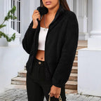 Damen Kuschelige Fleecejacke mit hohem Kragen und seitlichen Taschen R&B