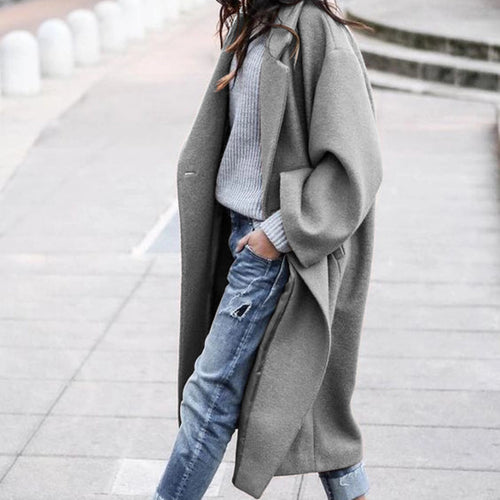 Damen Oversized Mantel mit elegantem Schnitt und tiefen Taschen R&B