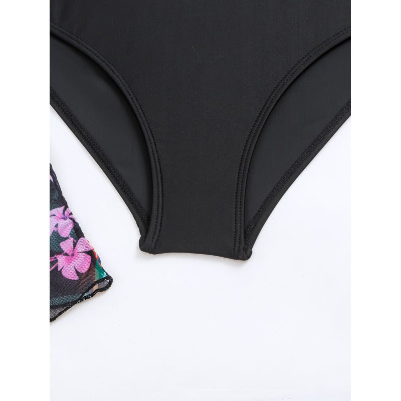 Damen Bademantel mit floralem Design und langen Ärmeln R&B