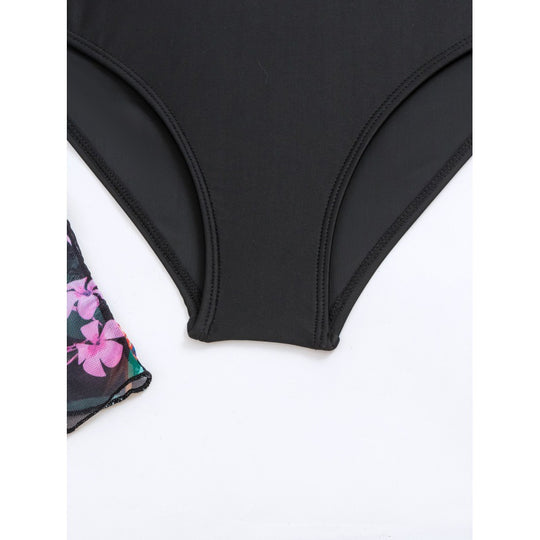 Damen Bademantel mit floralem Design und langen Ärmeln R&B