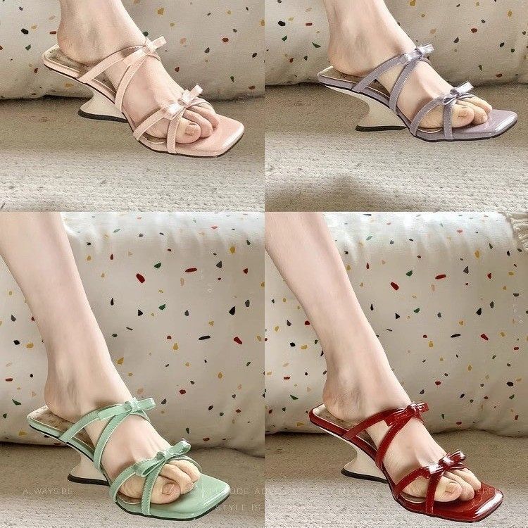 Damen elegante Mules mit zartem Schleifenakzent R&B