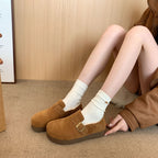 Damen Komfort Clogs mit modischer Schnalle und weichem Veloursoberteil R&B