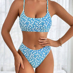 Damen High-Waist Bikini-Set mit floralem Design und komfortablen Trägern R&B