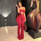 Damen Eleganter Cut-Out Jumpsuit mit fließendem Bein R&B