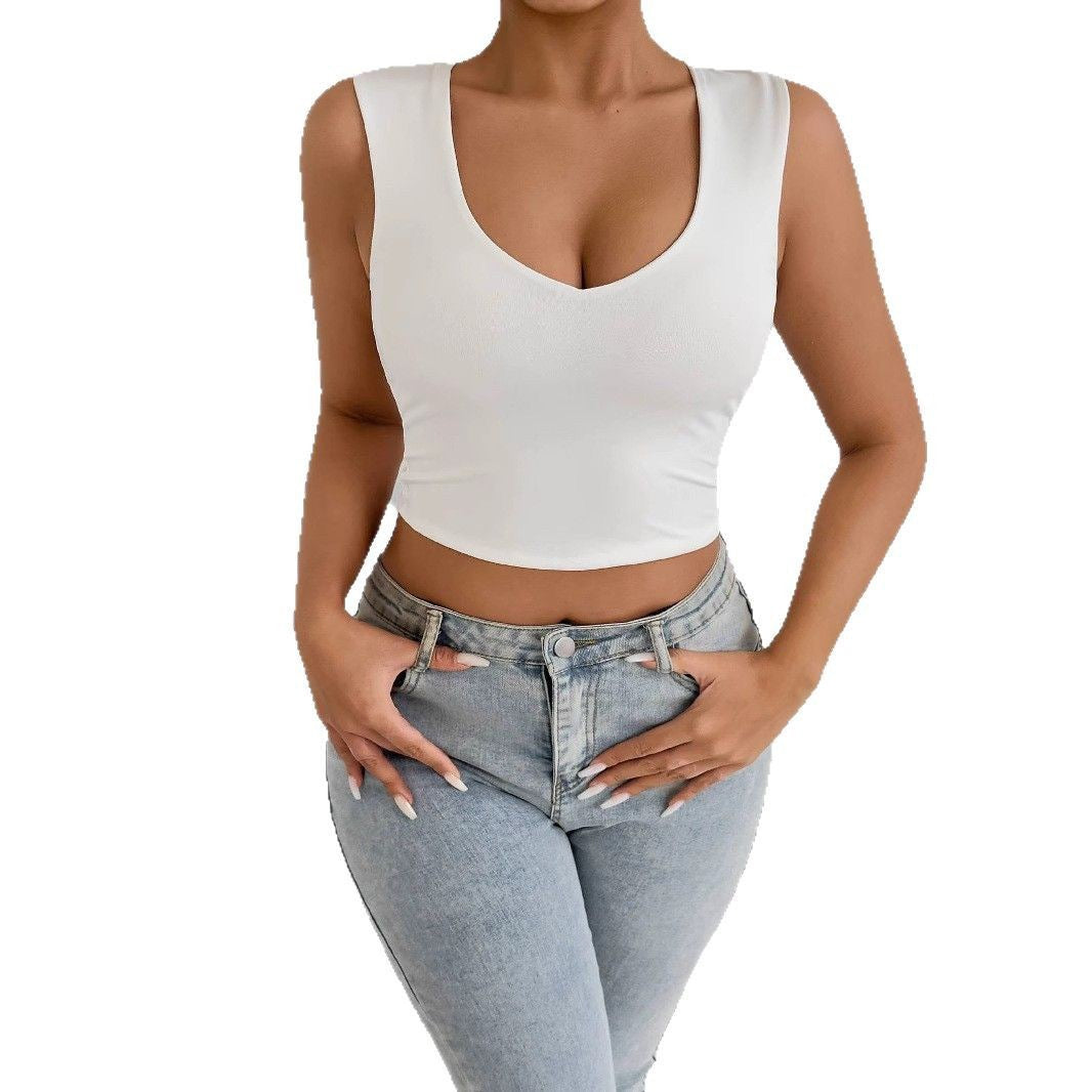 Damen Crop-Top mit V-Ausschnitt und raffinierten Seitenschlitzen R&B
