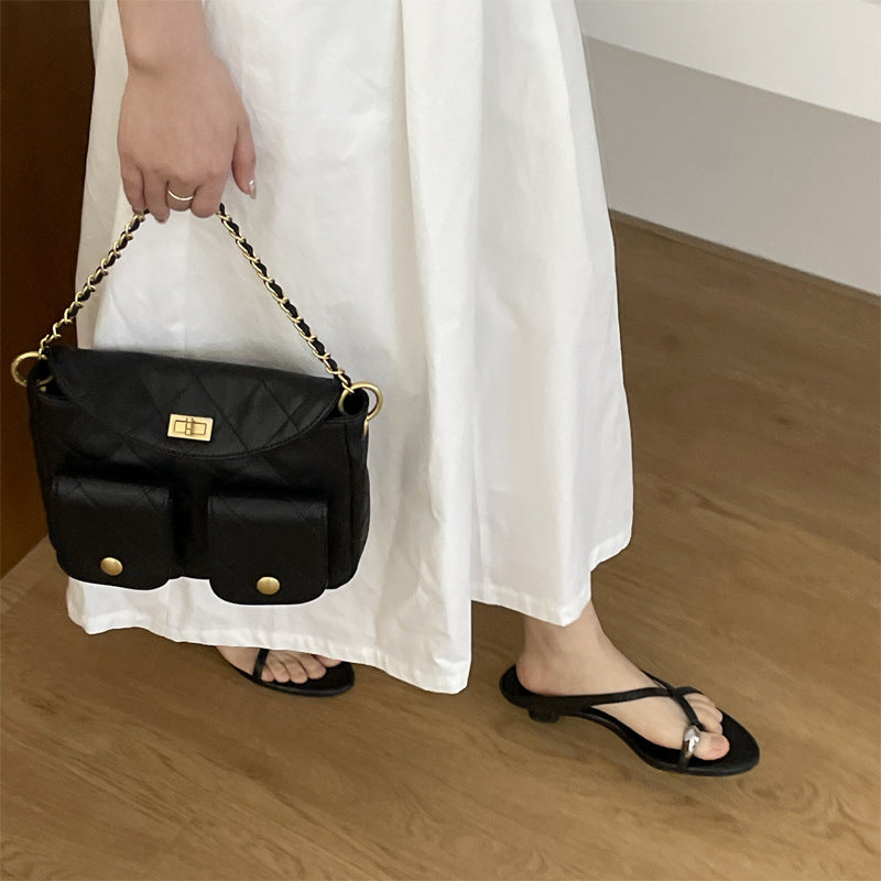 Damen elegante Sling-Sandalen mit modischem Riemendesign und komfortablem Absatz R&B