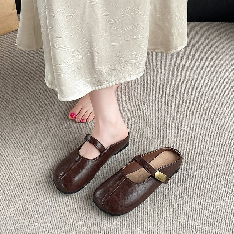 Damen Bequeme Hausschuh-Mules mit verstellbarem Riemen R&B