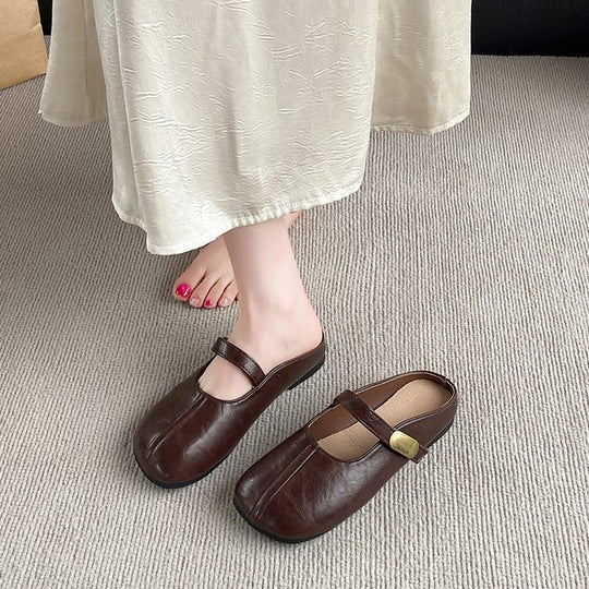 Damen Bequeme Hausschuh-Mules mit verstellbarem Riemen R&B