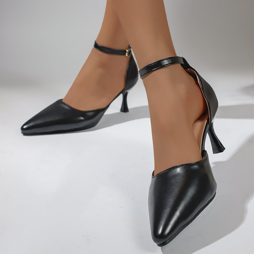 Damen elegante Slingback-Pumps mit schmalem Absatz und modischem Knöchelriemen R&B