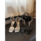 Damen Elegante High Heel Sandalen mit funkelnder Strassverzierung R&B