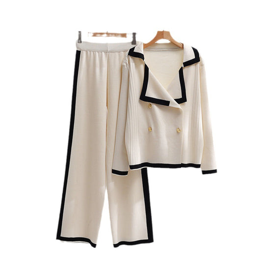 Damen elegantes Loungewear-Set mit Kontrastdetails R&B