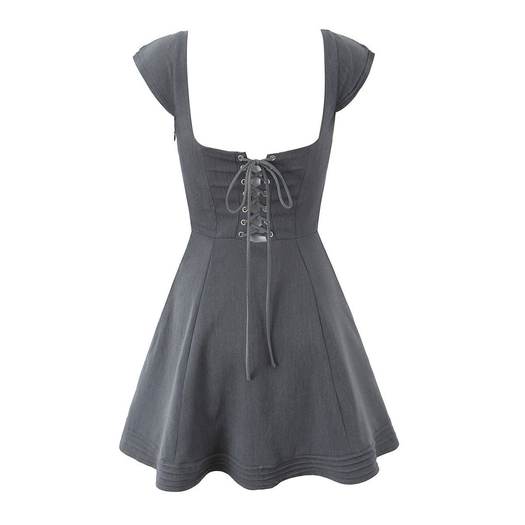 Damen A-Linien Kleid mit schickem Herz-Ausschnitt und eleganten Puffärmeln R&B