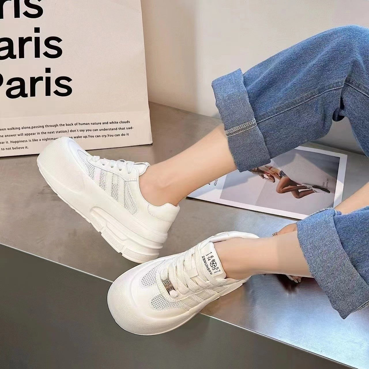 Damen Komfortable Sneakers mit rutschfester Sohle und atmungsaktivem Mesh-Obermaterial R&B