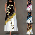Damen Maxikleid mit elegantem Schmetterlingsdesign und praktischen Taschen R&B