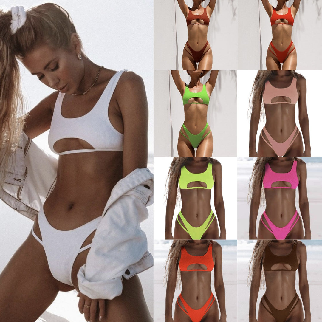 Damen Extravagantes Badeoberteil mit Cut-Outs R&B