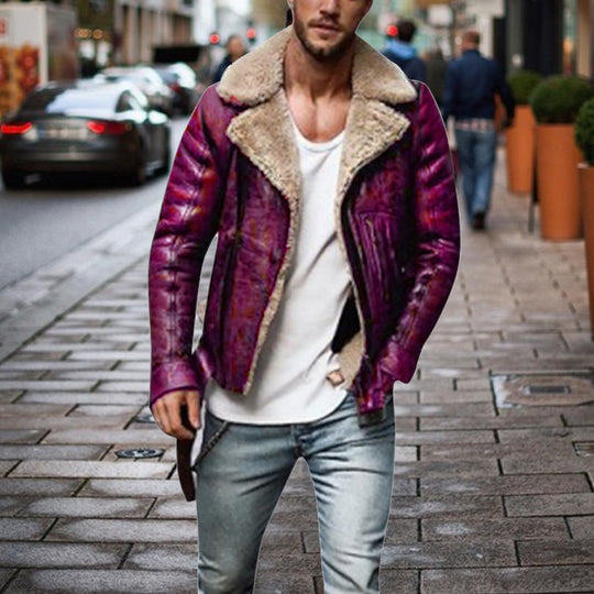 Herren jacke mit luxuriösem Pelzfutter und markantem Kragen R&B