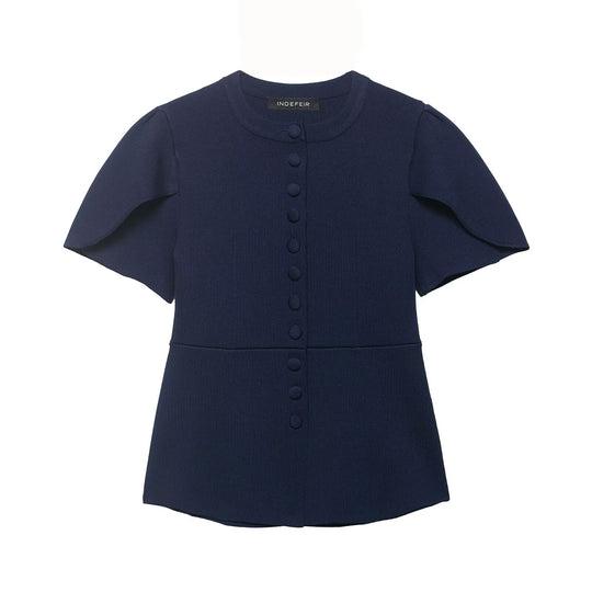 Damenbluse mit strukturierten Puffärmeln und Knopfdetail R&B