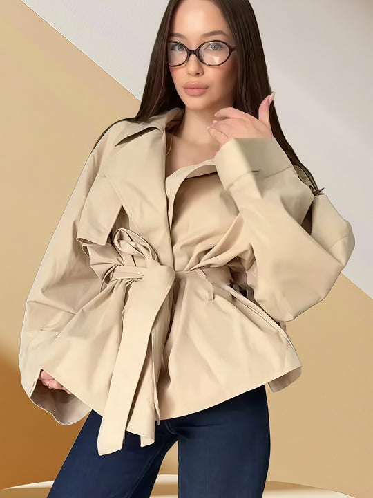 Damen elegante Trenchjacke mit strukturiertem Design R&B