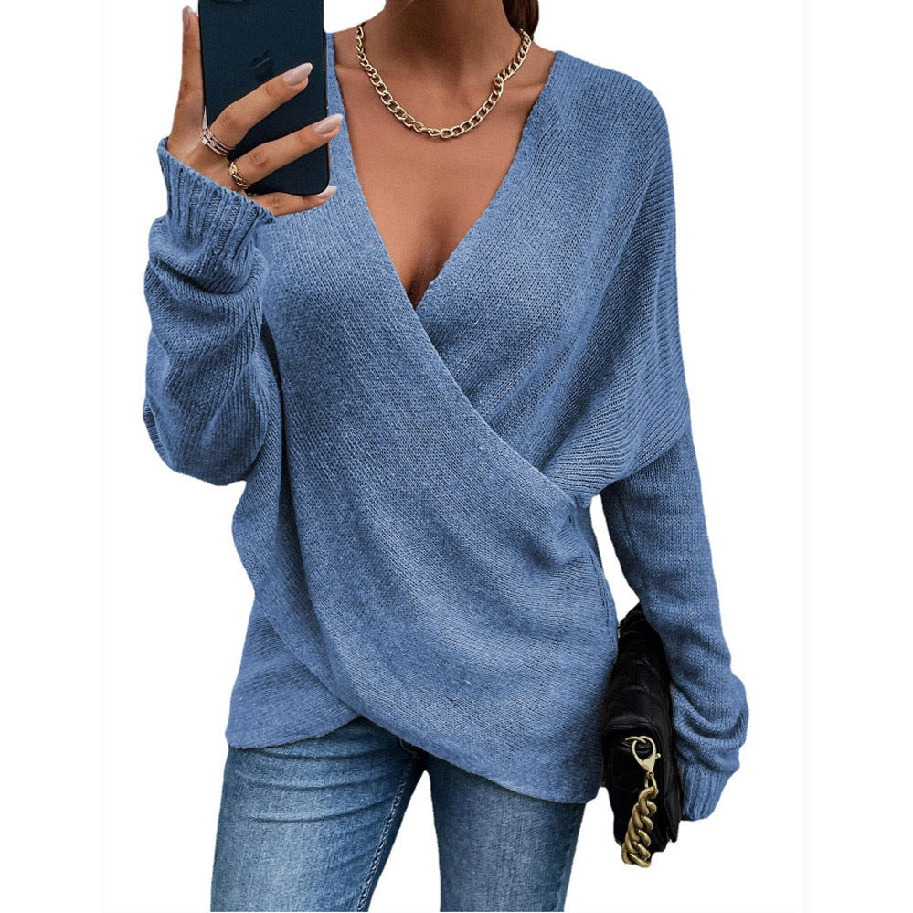 Damen Oversize Strickpullover mit V-Ausschnitt und lässigem Look R&B