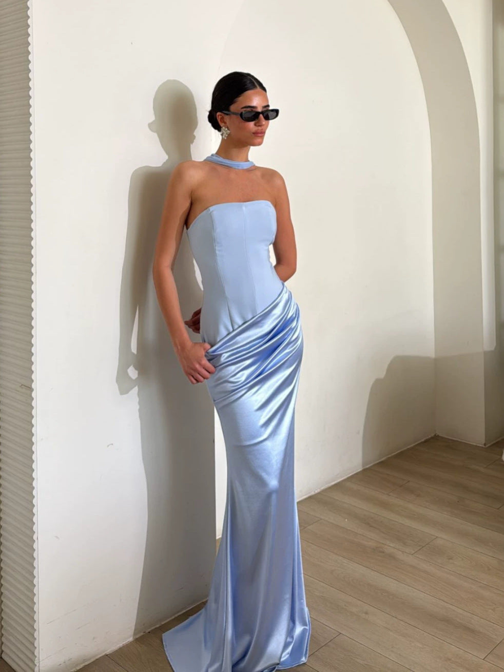 Damen Bodycon Abendkleid mit eleganter Drapierung R&B