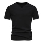 Herren Kurzarm T-Shirt mit modernem V-Ausschnitt und atmungsaktiver Struktur