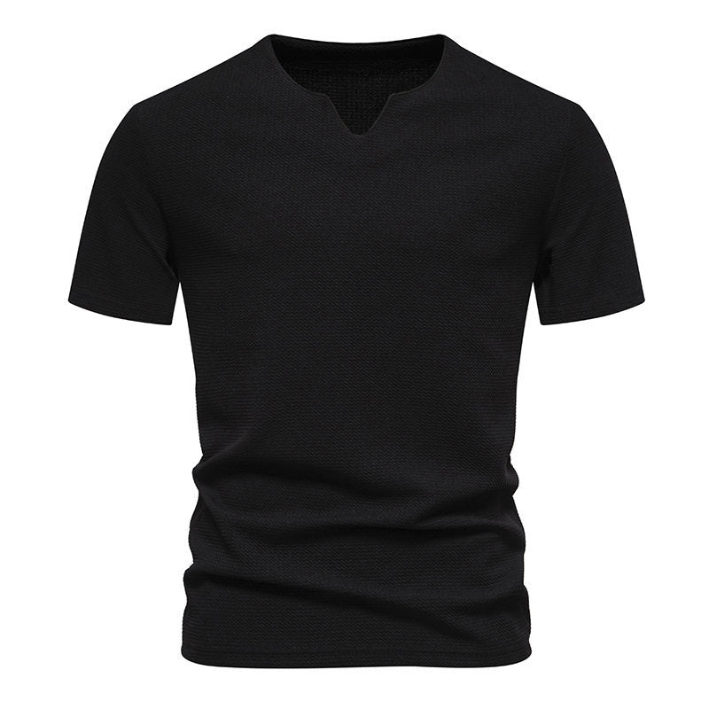 Herren Kurzarm T-Shirt mit modernem V-Ausschnitt und atmungsaktiver Struktur
